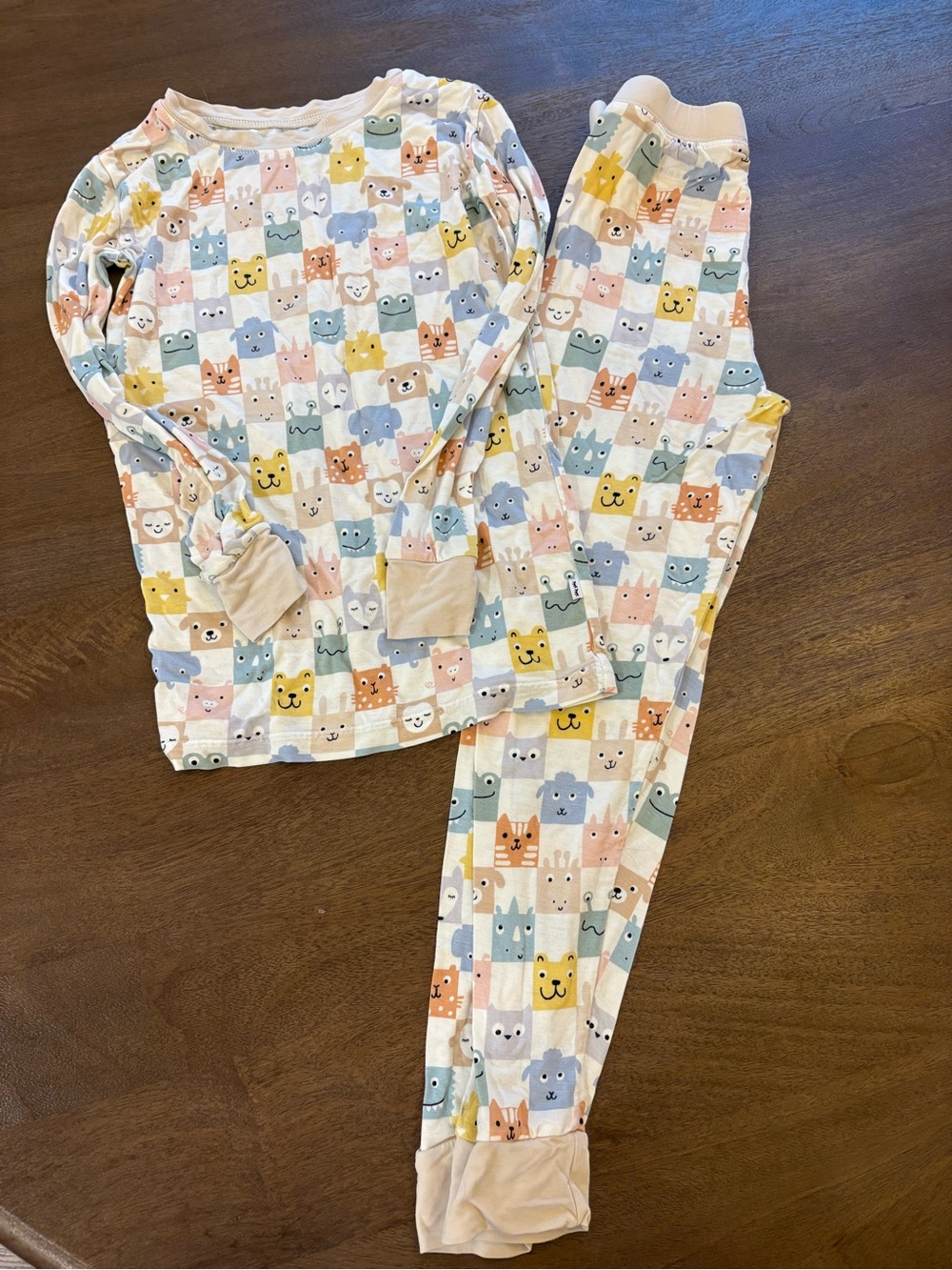 Little Sleepies Pastel Multi Animal Checkered Pajama Set